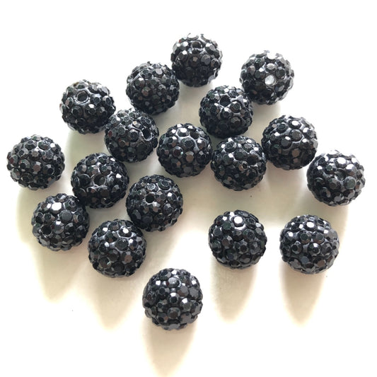 50-100pcs/lot 10mm Black Rhinestone Clay Disco Ball Beads Clay Beads Charms Beads Beyond