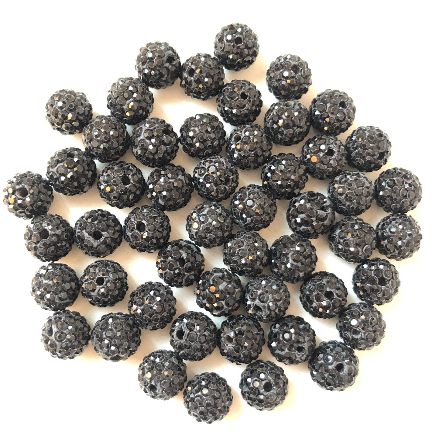 50-100pcs/lot 10mm Black Rhinestone Clay Disco Ball Beads Clay Beads Charms Beads Beyond