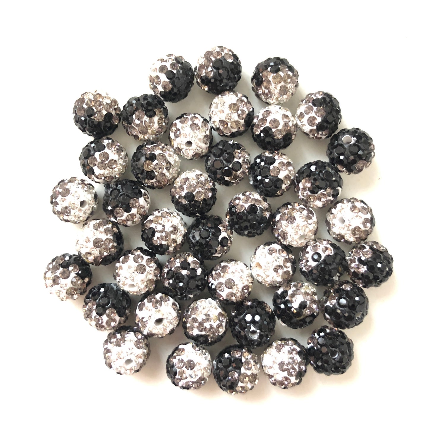 50-100pcs/lot 10mm White & Gray & Dark Black Rhinestone Clay Disco Ball Beads Clay Beads Charms Beads Beyond