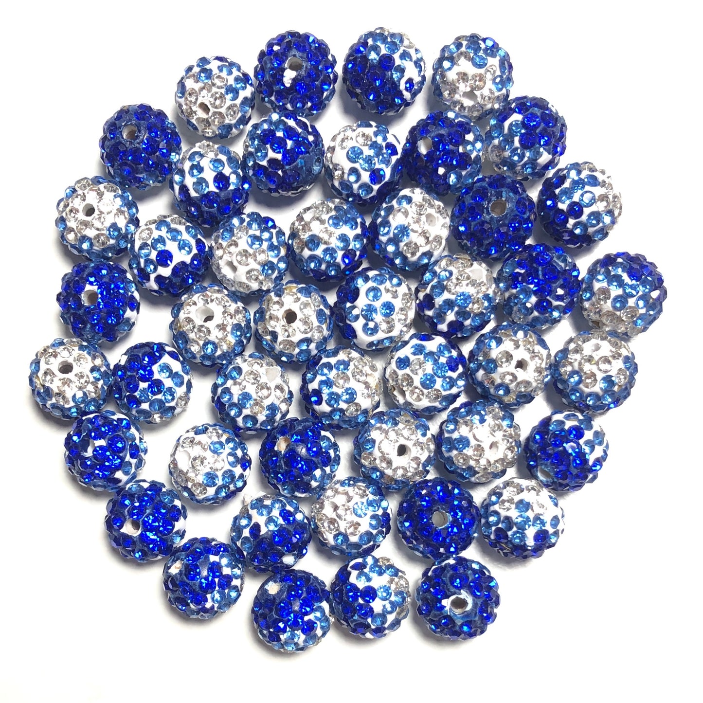 50-100pcs/lot 10mm White & Blue & Dark Blue Rhinestone Clay Disco Ball Beads Clay Beads Charms Beads Beyond
