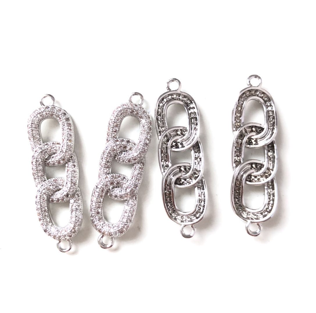 10pcs/lot 30.5*9mm CZ Paved Chain Connectors Silver CZ Paved Connectors Chain Charms Beads Beyond