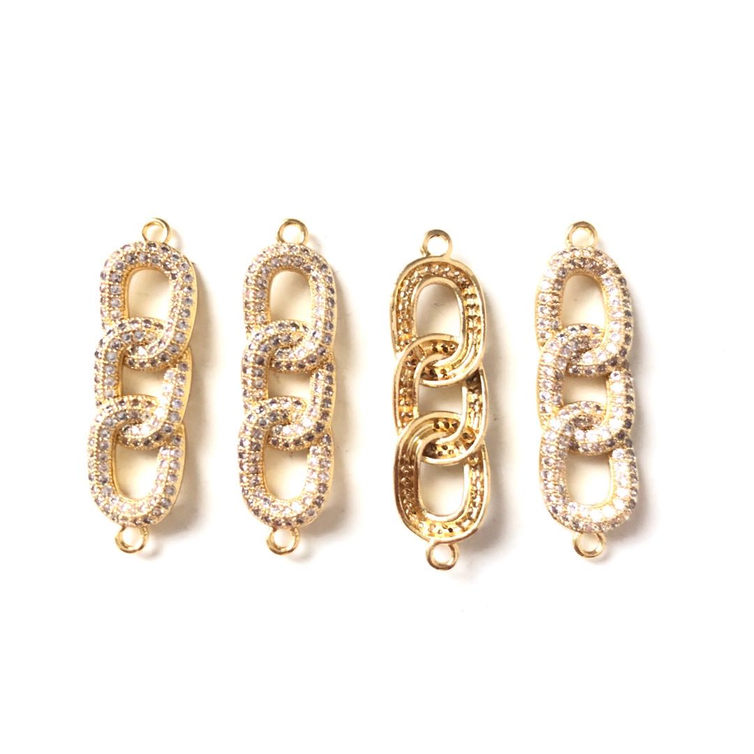 10pcs/lot 30.5*9mm CZ Paved Chain Connectors Gold CZ Paved Connectors Chain Charms Beads Beyond