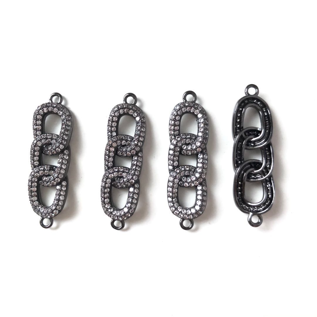 10pcs/lot 30.5*9mm CZ Paved Chain Connectors Black CZ Paved Connectors Chain Charms Beads Beyond