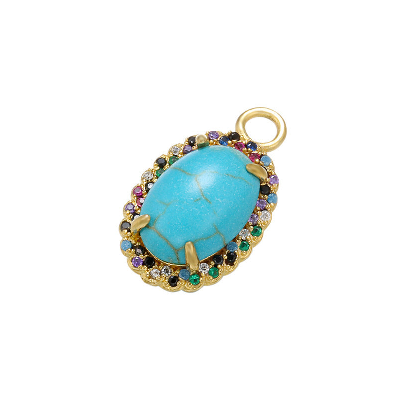 10pcs/lot 22*13mm CZ Paved Gemstone Charms Multicolor CZ on Gold CZ Paved Charms Colorful Zirconia Charms Beads Beyond
