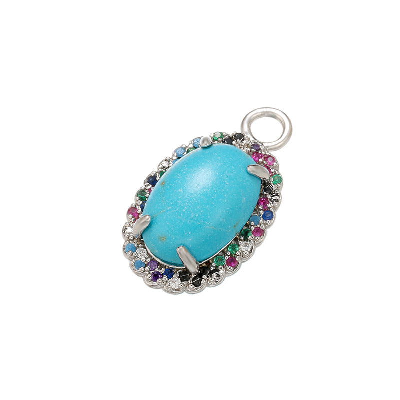 10pcs/lot 22*13mm CZ Paved Gemstone Charms Multicolor CZ on Silver CZ Paved Charms Colorful Zirconia Charms Beads Beyond