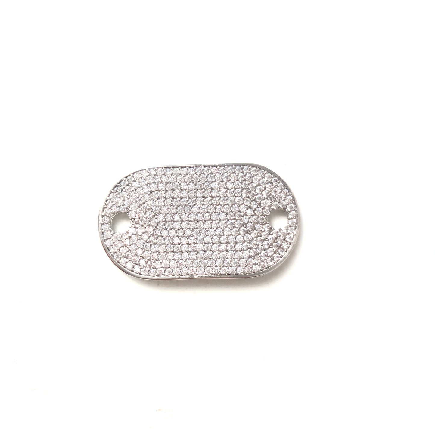 5pcs/lot 32.4*18.4mm CZ Paved Curve Oval Connectors Silver CZ Paved Connectors Charms Beads Beyond