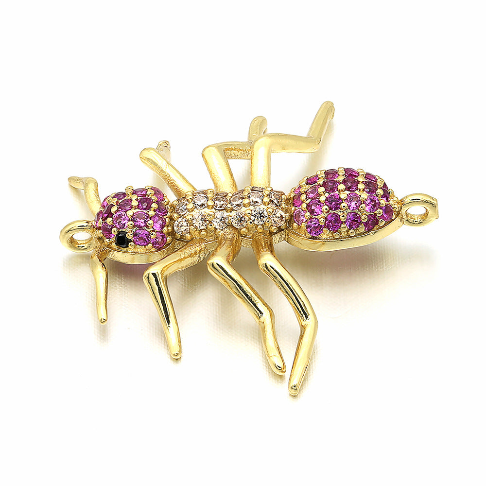 10pcs/lot 24*25mm Multicolor CZ Paved Ant Connectors Gold CZ Paved Connectors Animal Spacers Charms Beads Beyond