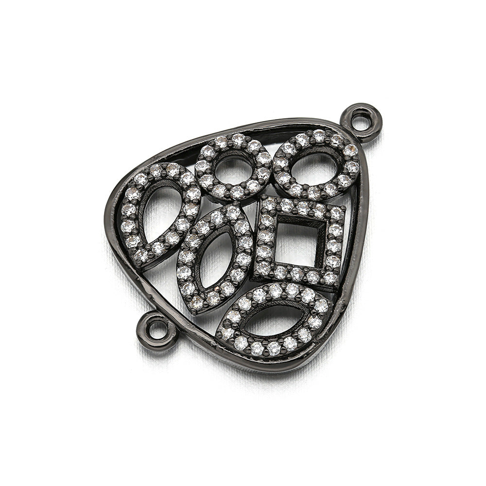10pcs/lot 18*23mm CZ Paved Triangle Connectors Black CZ Paved Connectors Charms Beads Beyond
