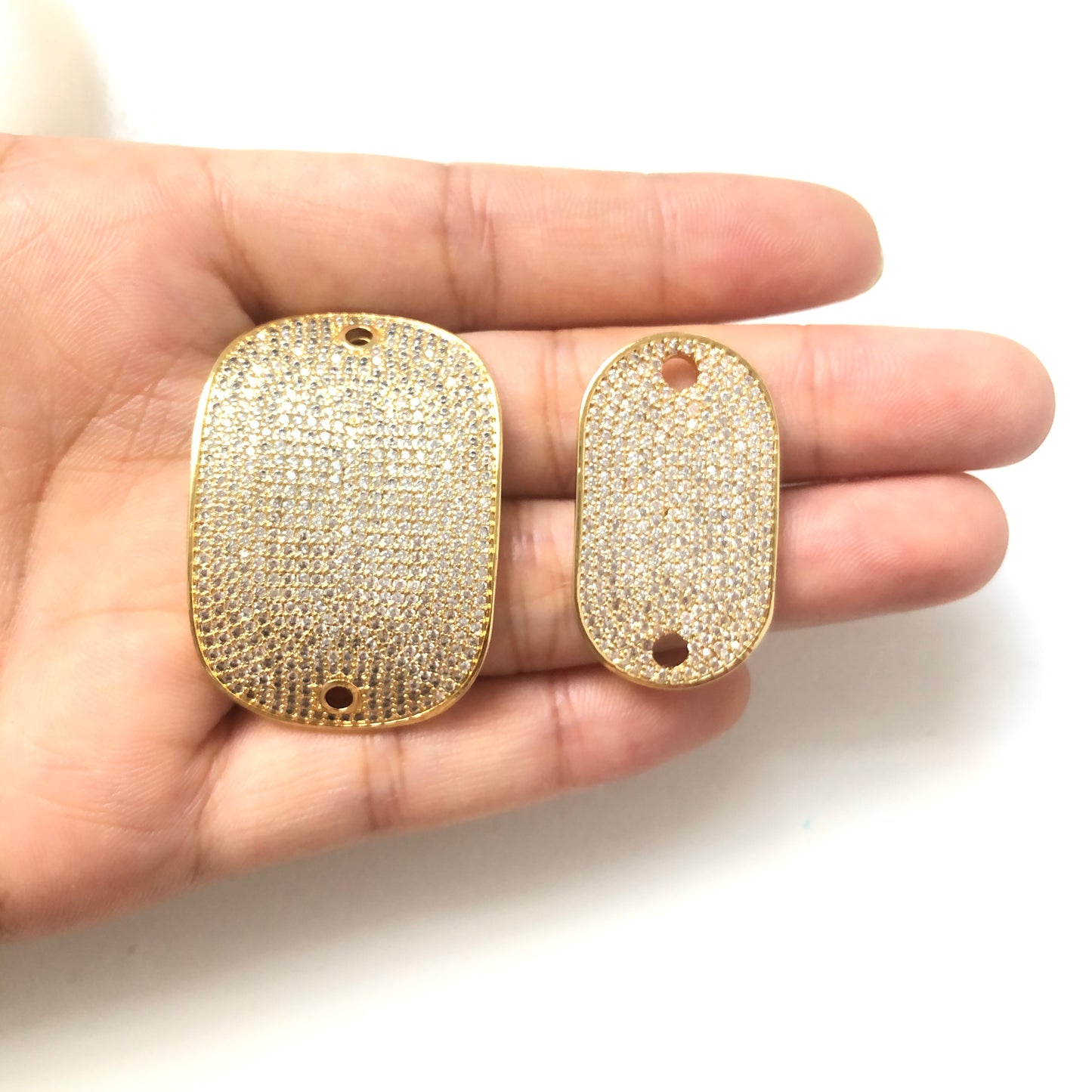5pcs/lot 32.4*18.4mm CZ Paved Curve Oval Connectors CZ Paved Connectors Charms Beads Beyond