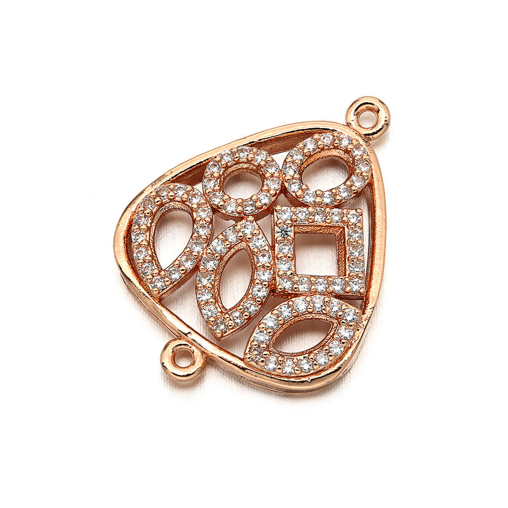 10pcs/lot 18*23mm CZ Paved Triangle Connectors Rose Gold CZ Paved Connectors Charms Beads Beyond
