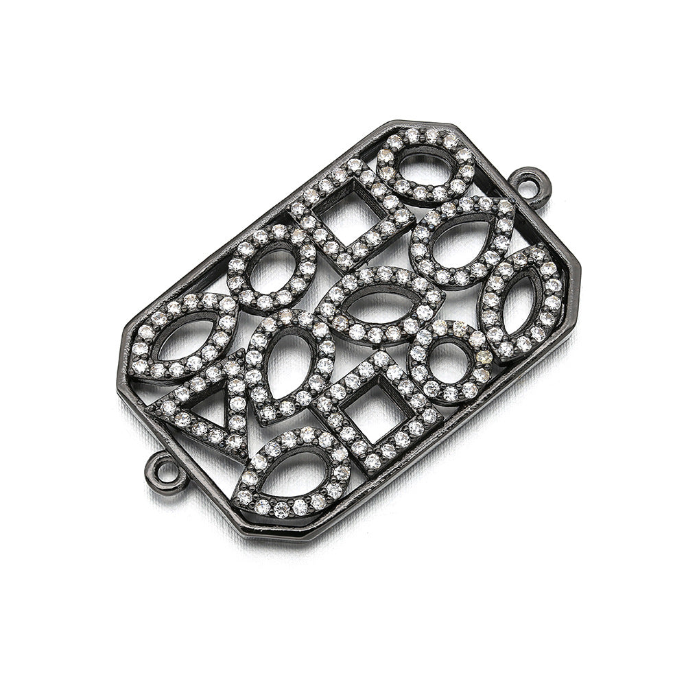 5-10pcs/lot 32*18mm CZ Paved Rectangle Connectors Black CZ Paved Connectors Hollow Charms Beads Beyond