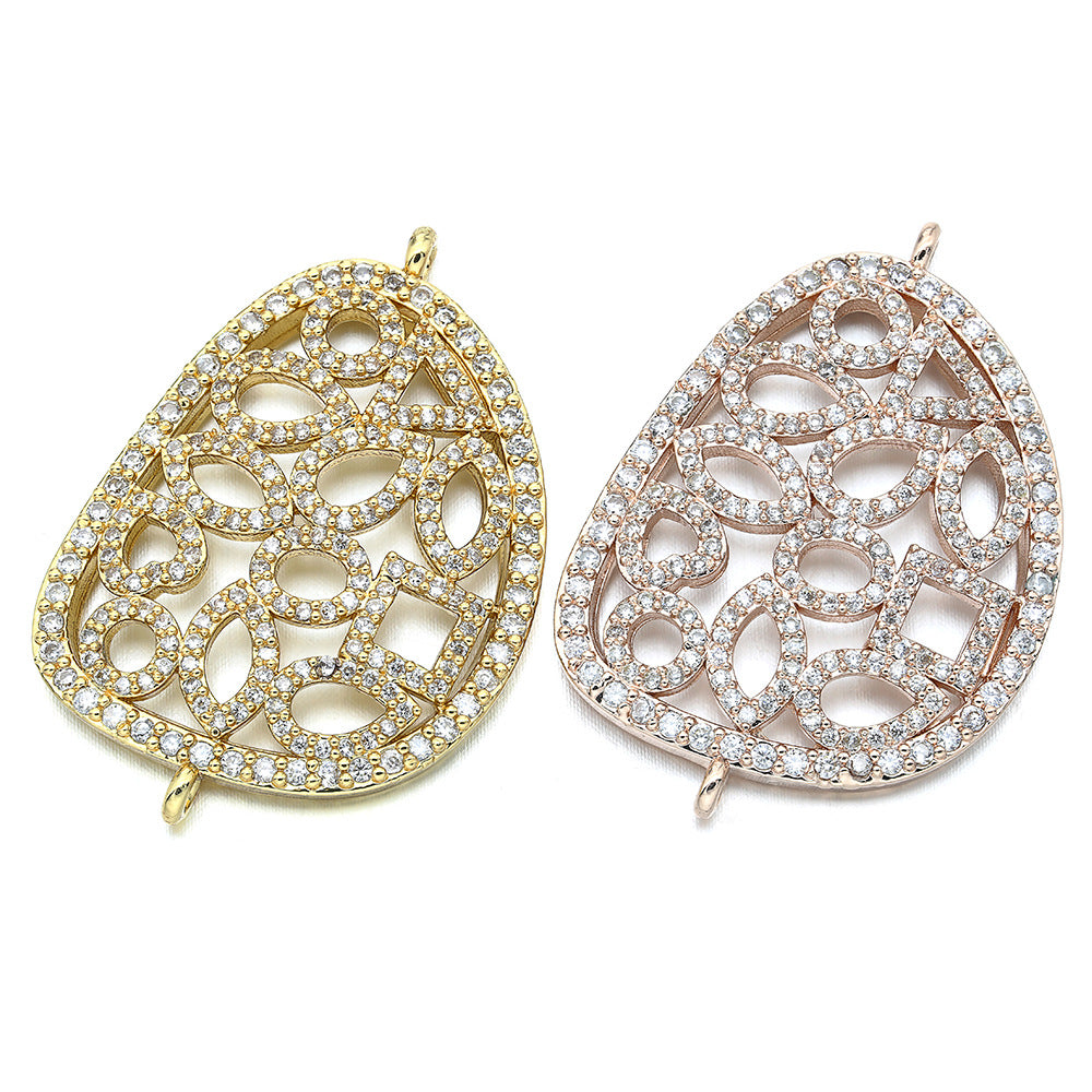 5-10pcs/lot 35*24mm CZ Paved Ellipse Connectors CZ Paved Connectors Hollow Charms Beads Beyond