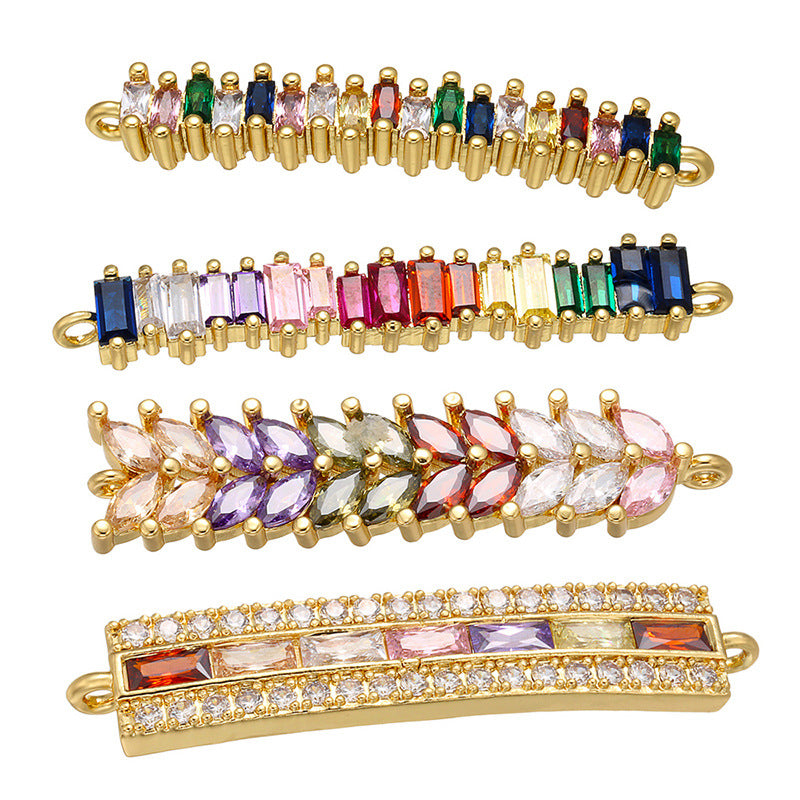 5pcs/lot Multicolor CZ Paved Chain Connectors Mix Styles CZ Paved Connectors Chain Charms Beads Beyond