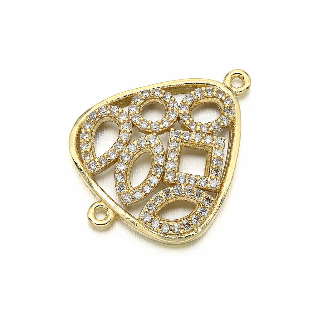 10pcs/lot 18*23mm CZ Paved Triangle Connectors Gold CZ Paved Connectors Charms Beads Beyond