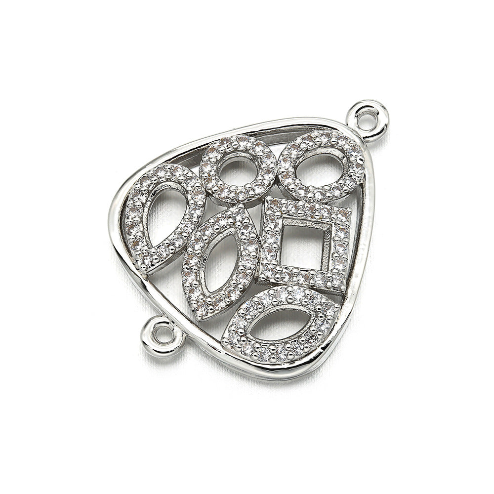 10pcs/lot 18*23mm CZ Paved Triangle Connectors Silver CZ Paved Connectors Charms Beads Beyond