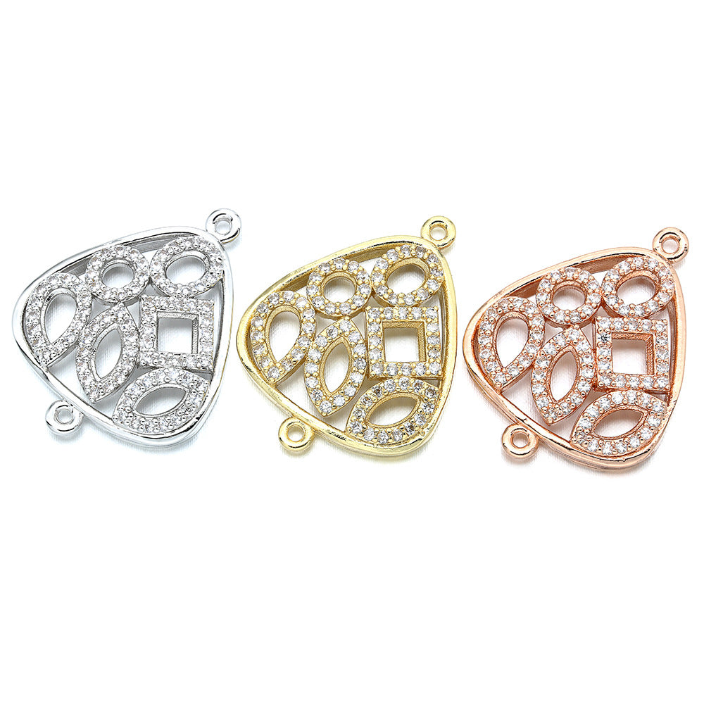 10pcs/lot 18*23mm CZ Paved Triangle Connectors CZ Paved Connectors Charms Beads Beyond