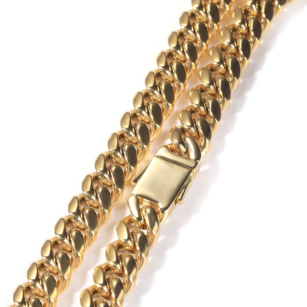 2pcs/lot 7-24inch Zirconia Pave Clasp Stainless Steel Cuban Bracelet/Necklace Cuban Chains Charms Beads Beyond