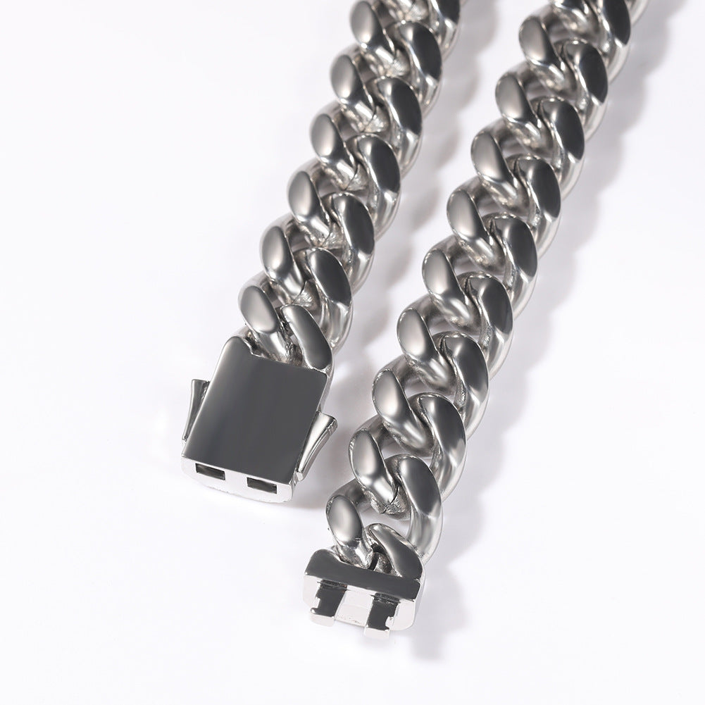 2pcs/lot 7-24inch Zirconia Pave Clasp Stainless Steel Cuban Bracelet/Necklace Cuban Chains Charms Beads Beyond