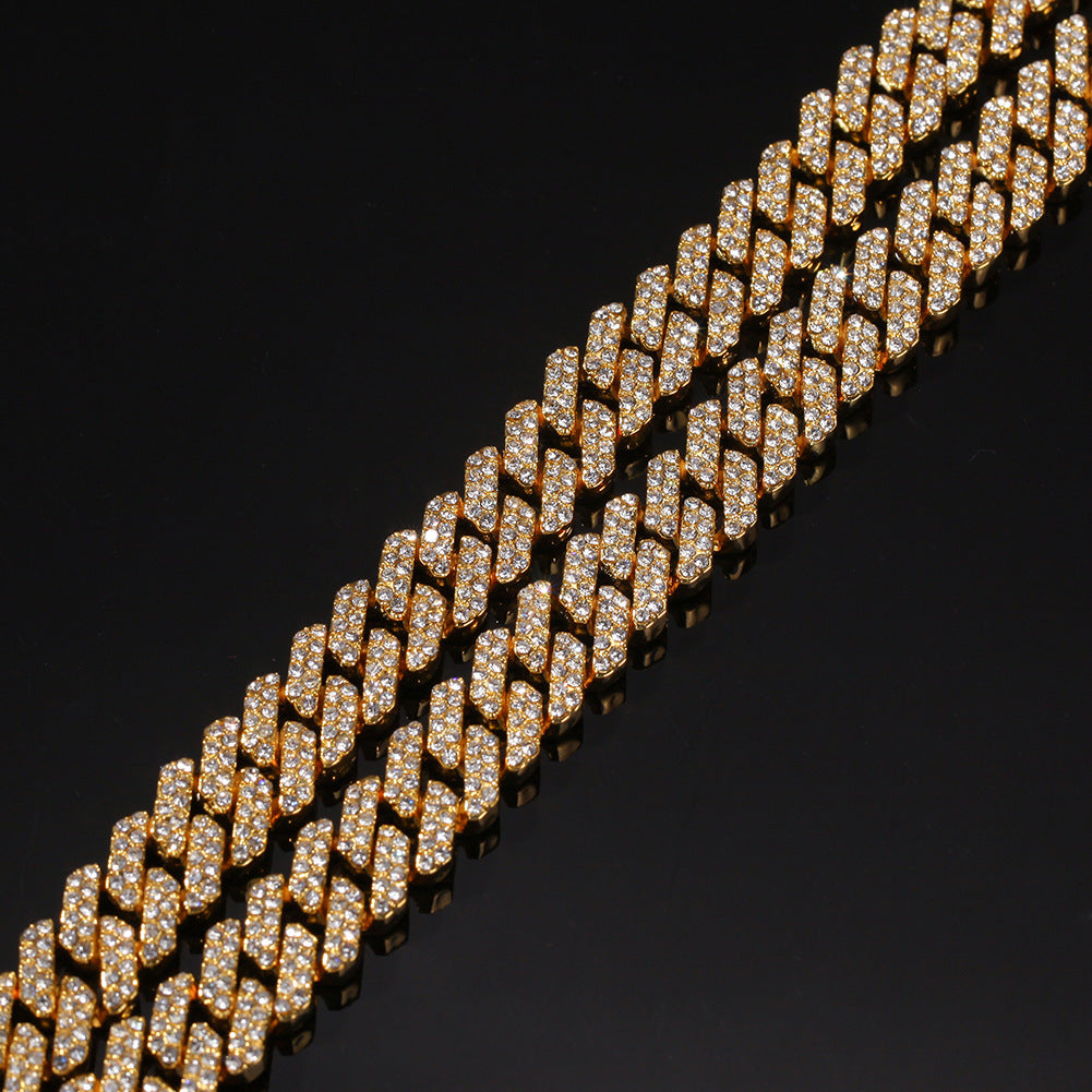 2pcs/lot 7-24 inch Clear Rhinestone Pave Alloy Cuban Bracelet/Necklace Cuban Chains Charms Beads Beyond