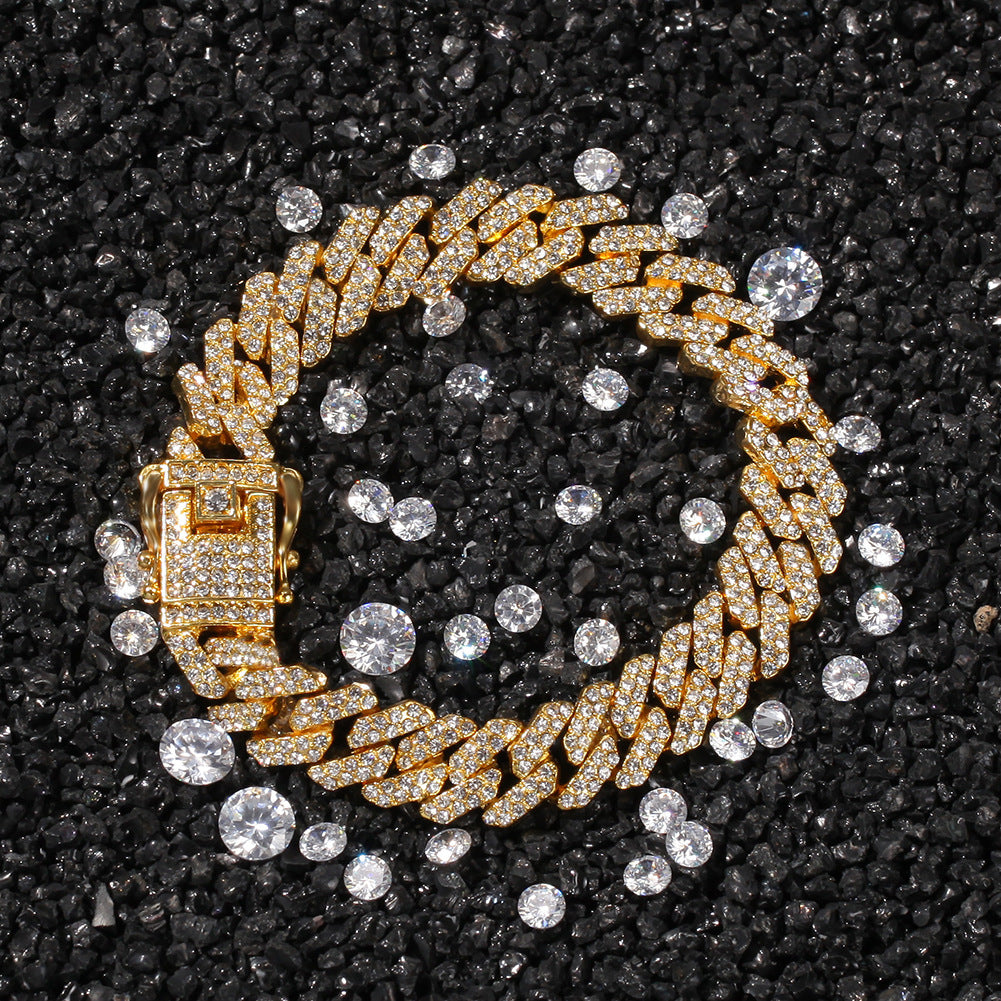 2pcs/lot 7-24 inch Clear Rhinestone Pave Alloy Cuban Bracelet/Necklace Cuban Chains Charms Beads Beyond