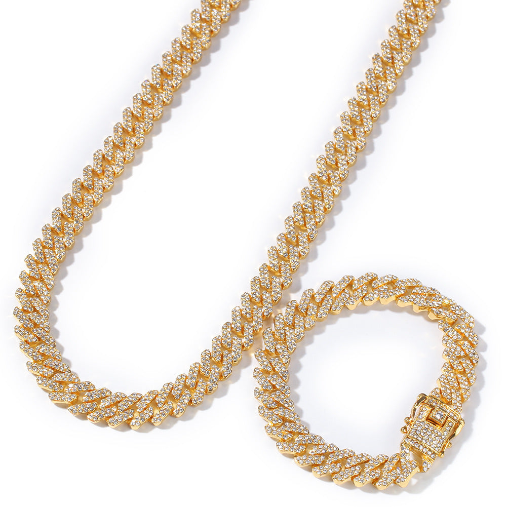 2pcs/lot 7-24 inch Clear Rhinestone Pave Alloy Cuban Bracelet/Necklace Cuban Chains Charms Beads Beyond