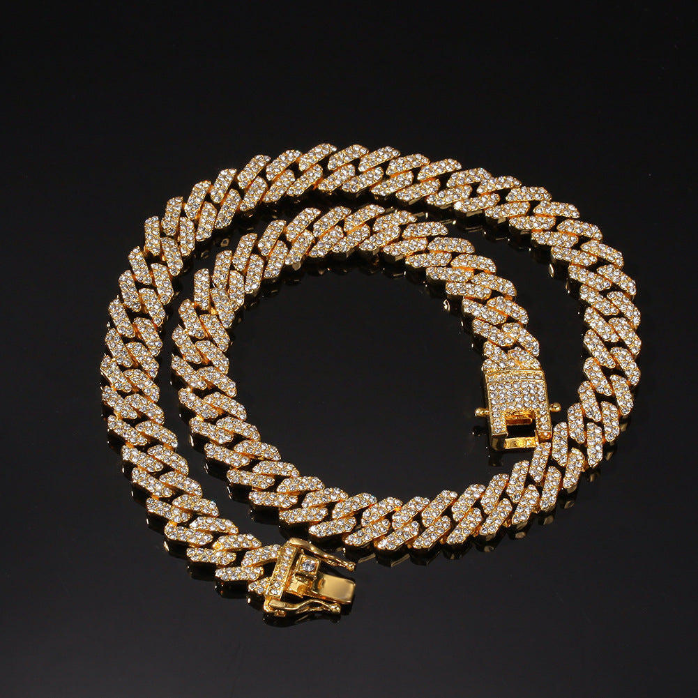 2pcs/lot 7-24 inch Clear Rhinestone Pave Alloy Cuban Bracelet/Necklace Cuban Chains Charms Beads Beyond