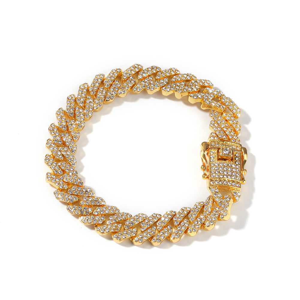 2pcs/lot 7-24 inch Clear Rhinestone Pave Alloy Cuban Bracelet/Necklace Cuban Chains Charms Beads Beyond