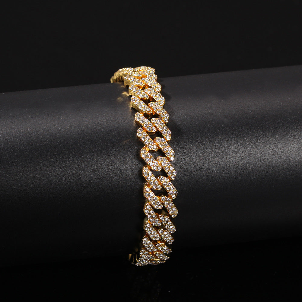 2pcs/lot 7-24 inch Clear Rhinestone Pave Alloy Cuban Bracelet/Necklace Cuban Chains Charms Beads Beyond