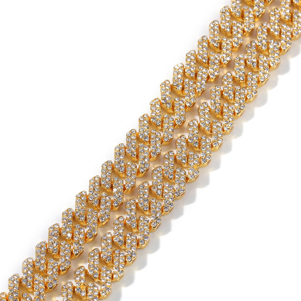 2pcs/lot 7-24 inch Clear Rhinestone Pave Alloy Cuban Bracelet/Necklace Cuban Chains Charms Beads Beyond