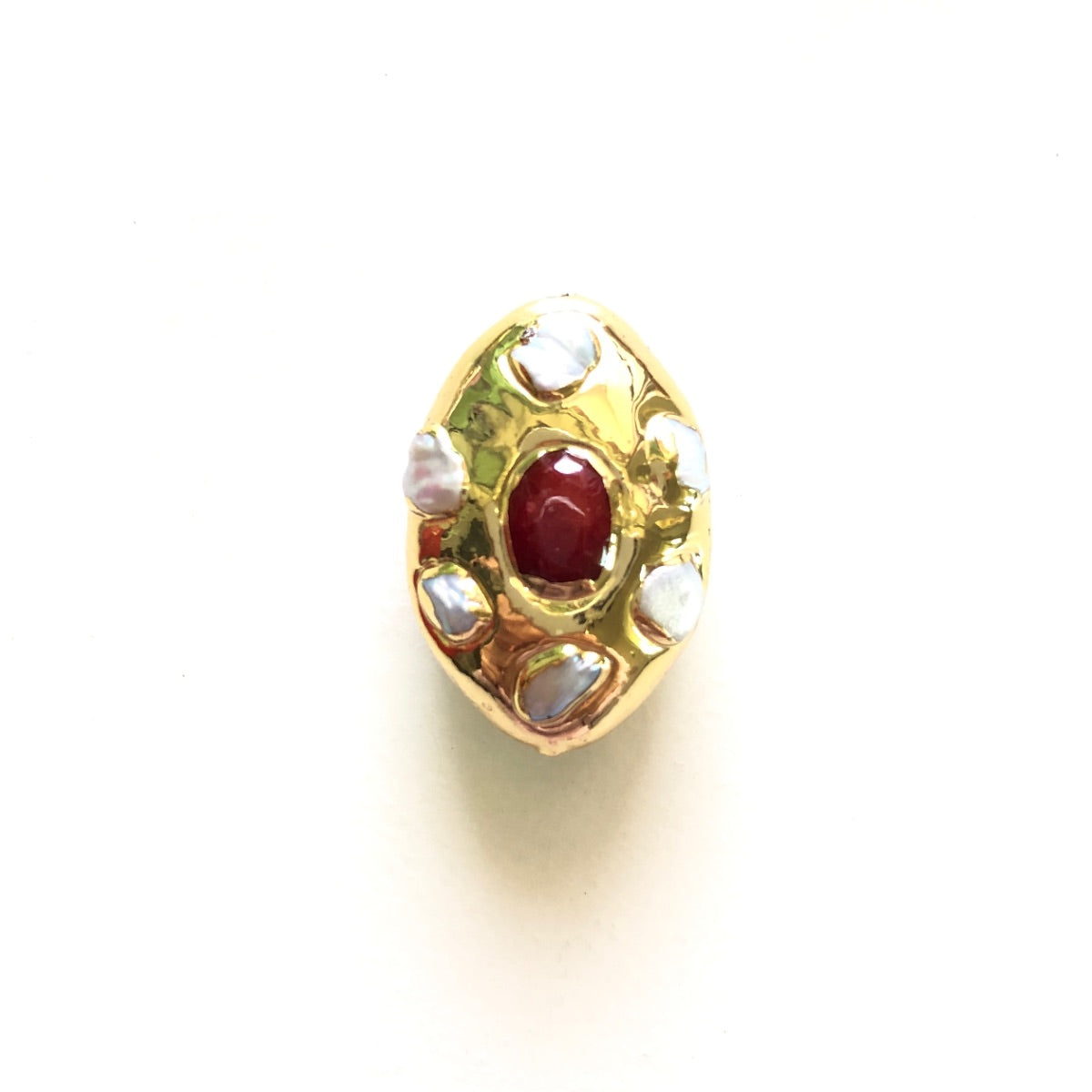 2-5-10pcs/lot 27*18mm Gold Plated Freshwater Pearl Oval Spacers Focal Beads Red Focal Beads Focal Beads Charms Beads Beyond