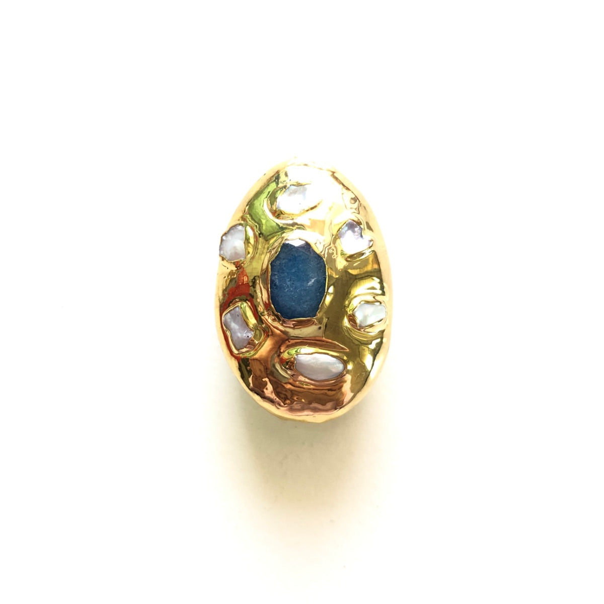 2-5-10pcs/lot 27*18mm Gold Plated Freshwater Pearl Oval Spacers Focal Beads Light Blue Focal Beads Focal Beads Charms Beads Beyond