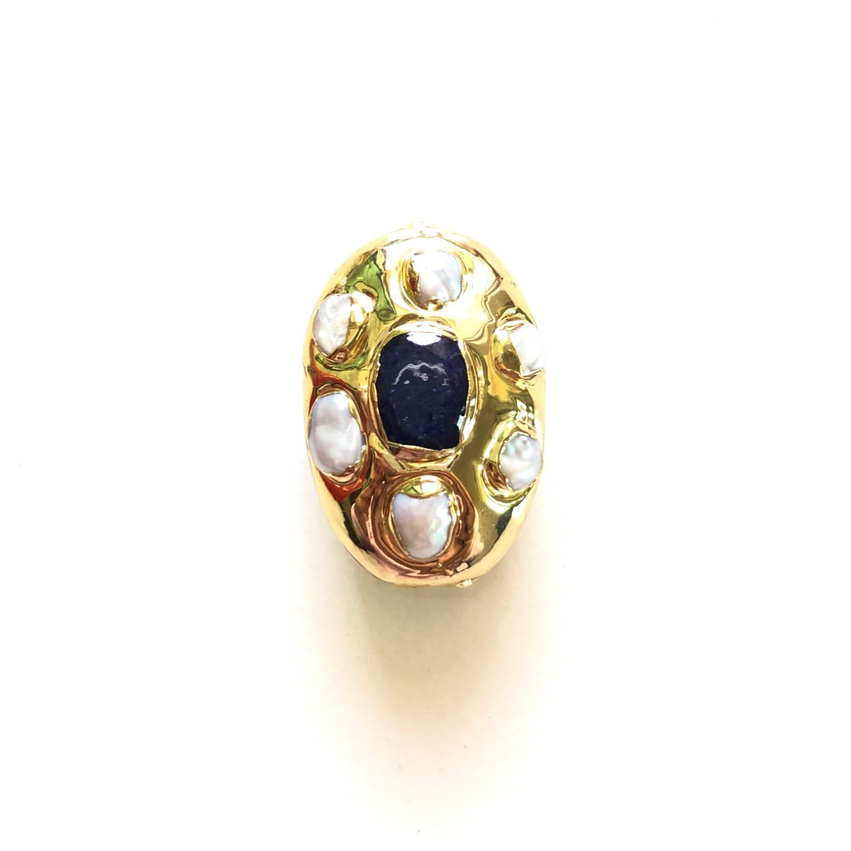 2-5-10pcs/lot 27*18mm Gold Plated Freshwater Pearl Oval Spacers Focal Beads Navy Blue Focal Beads Focal Beads Charms Beads Beyond