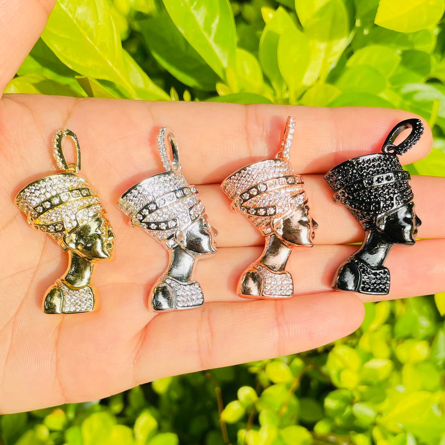 10pcs/lot 41*21mm CZ Paved Queen Nefertiti Charms CZ Paved Charms Large Sizes Queen Charms Charms Beads Beyond