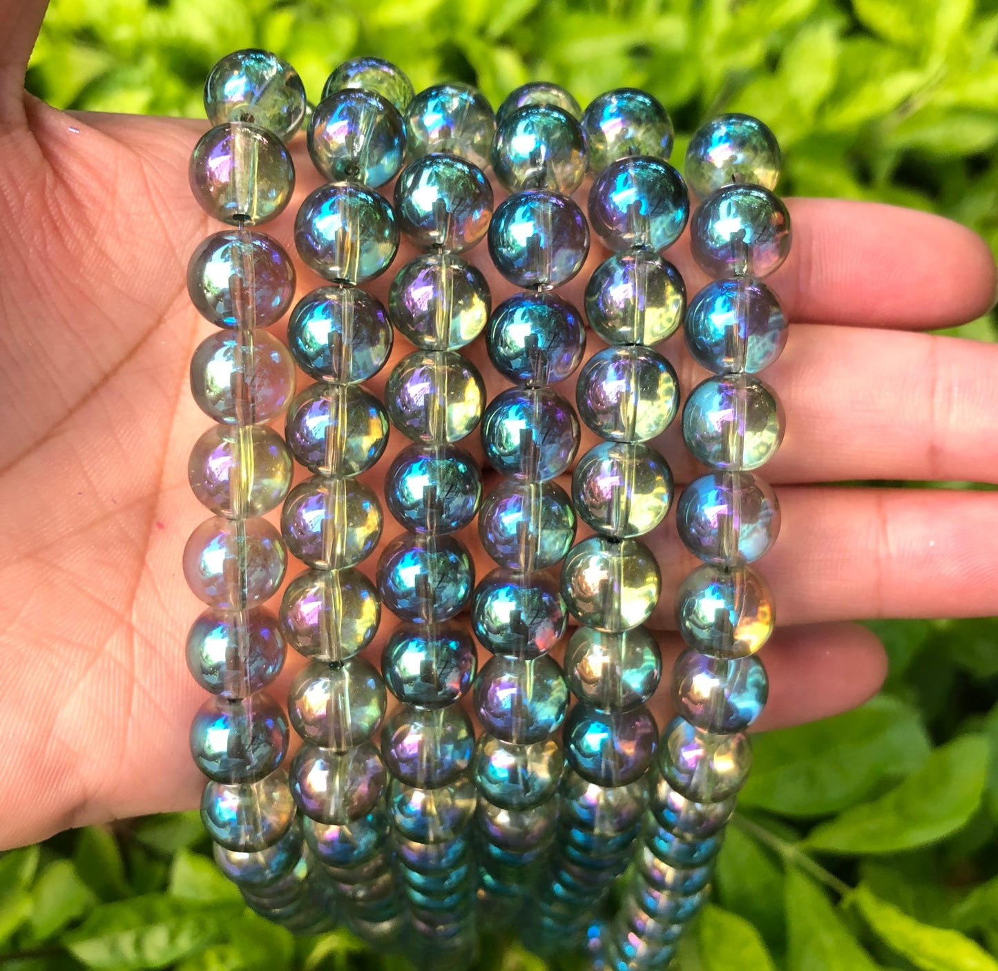 2 Strands/lot 10mm Green AB Glass Round Beads Glass Beads Round Glass Beads Charms Beads Beyond