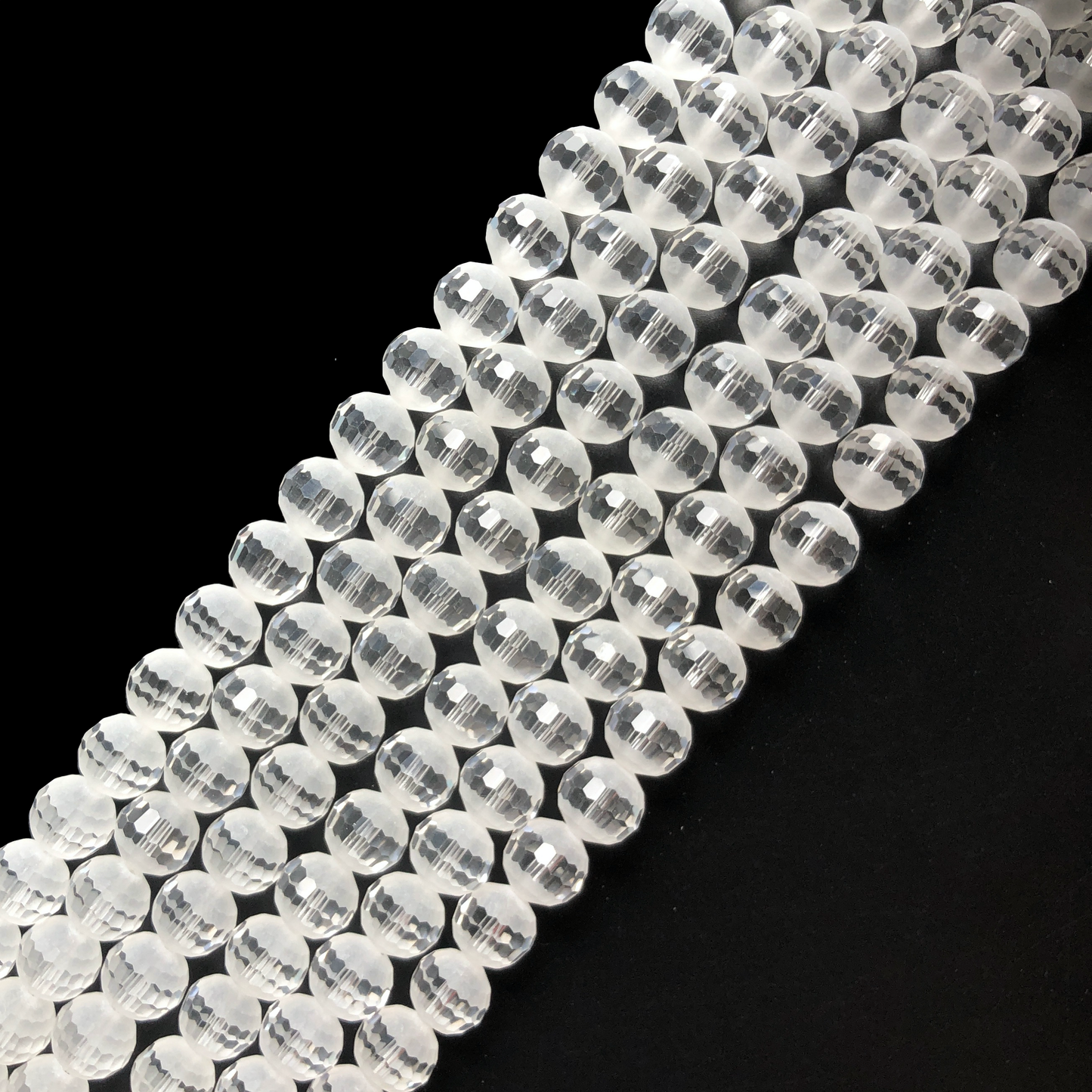 2 Strands/lot 10mm 12mm Half Matte Clear 96 Faceted Glass Beads Glass Beads Faceted Glass Beads Charms Beads Beyond