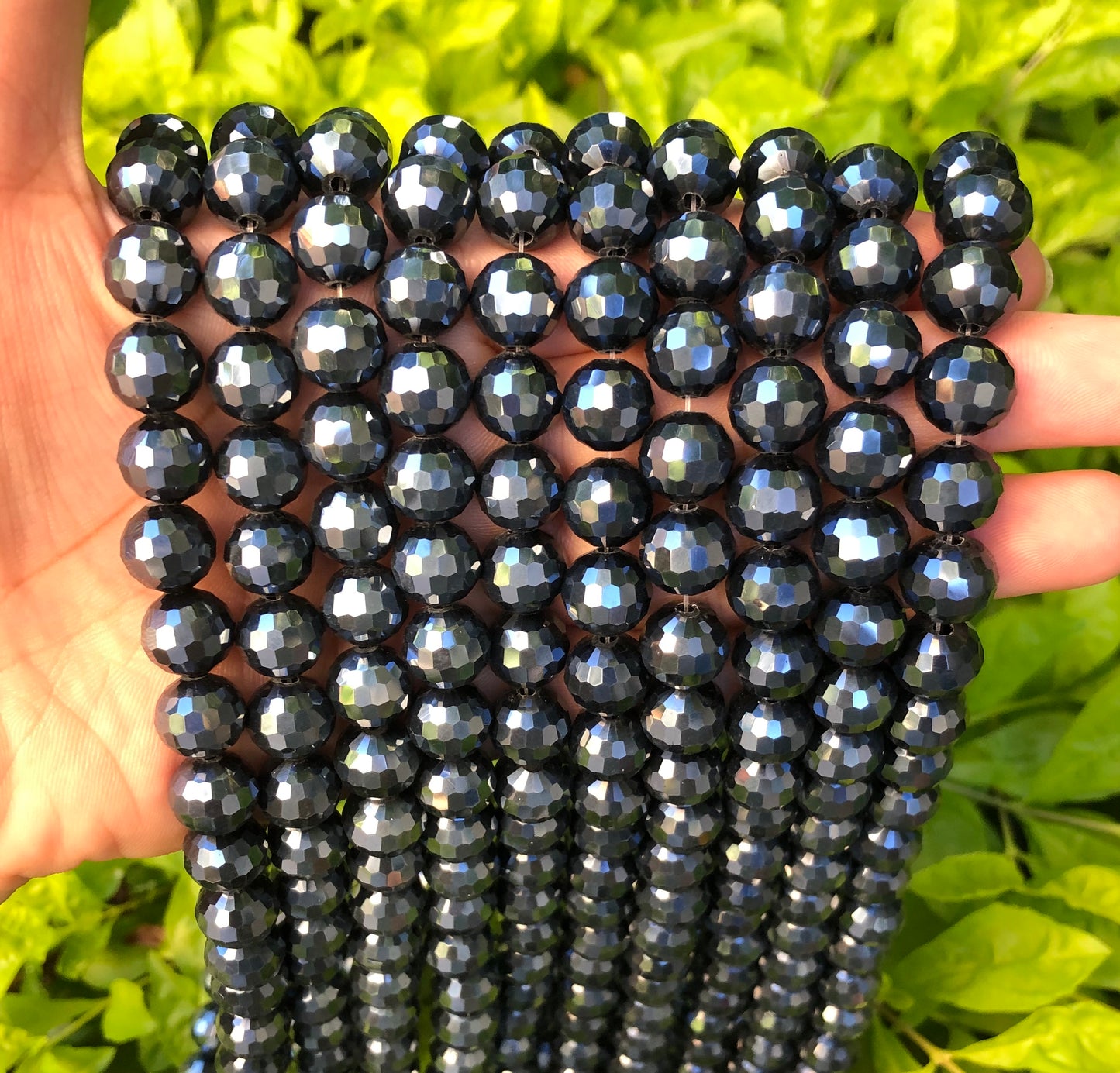 2 Strands/lot 10mm Gunmetal 96 Faceted Glass Beads Glass Beads Faceted Glass Beads Charms Beads Beyond