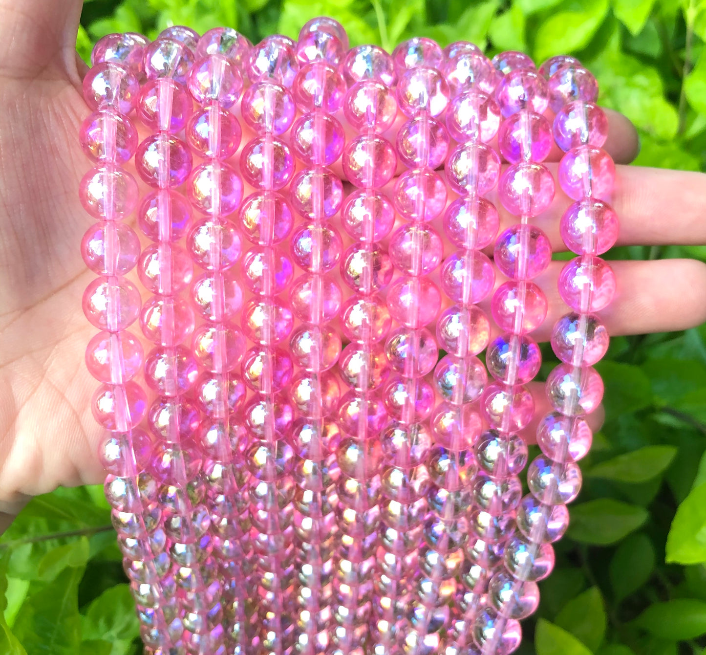 2 Strands/lot 10mm Pink Glass Round Beads Glass Beads Breast Cancer Awareness Round Glass Beads Charms Beads Beyond