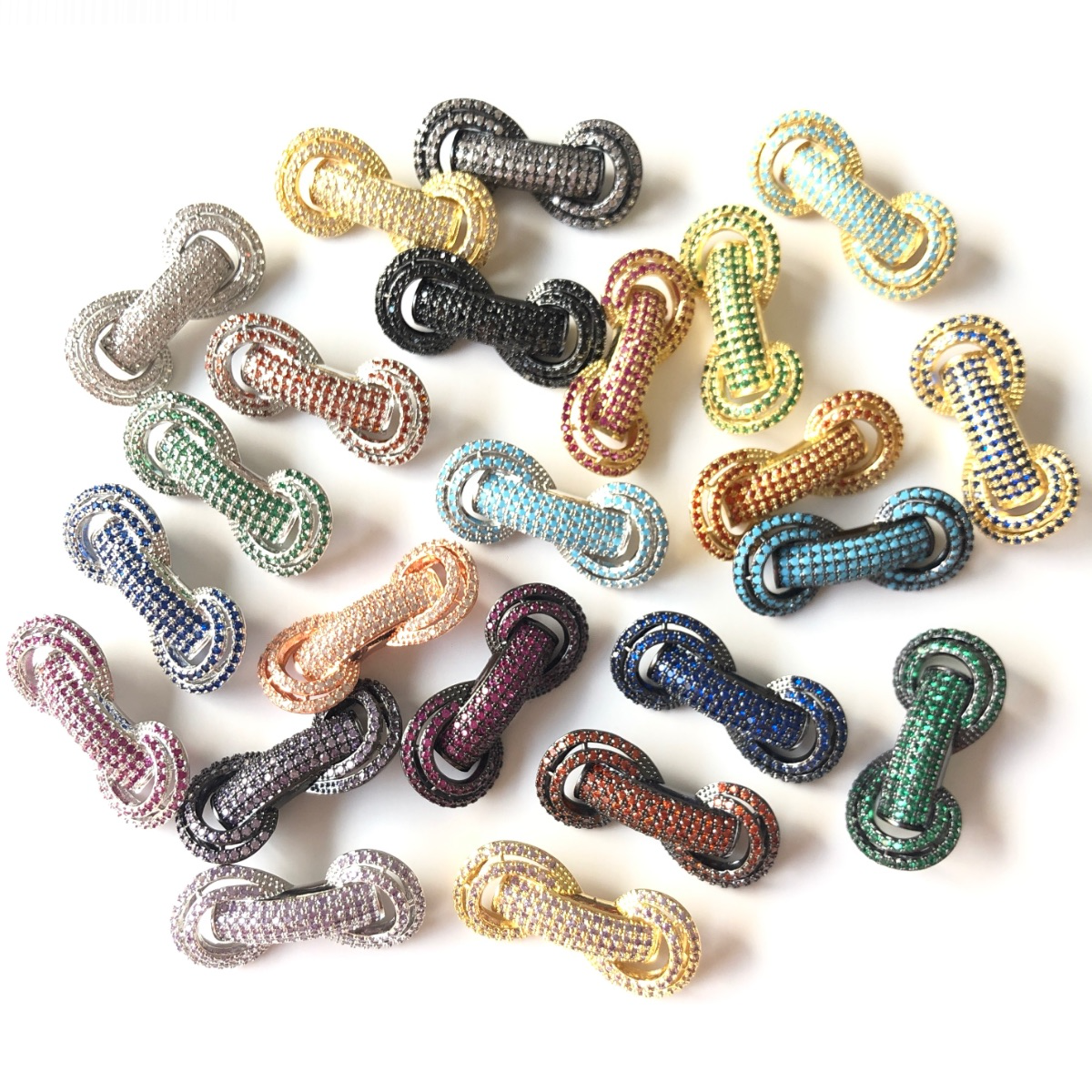6pcs/lot 31*14.5*8mm Multicolor Purple Green Blue Fuchsia Reddish Orange Turquoise CZ Paved Tube Bar Spacers CZ Paved Spacers Colorful Zirconia New Spacers Arrivals Tube Bar Centerpieces Charms Beads Beyond