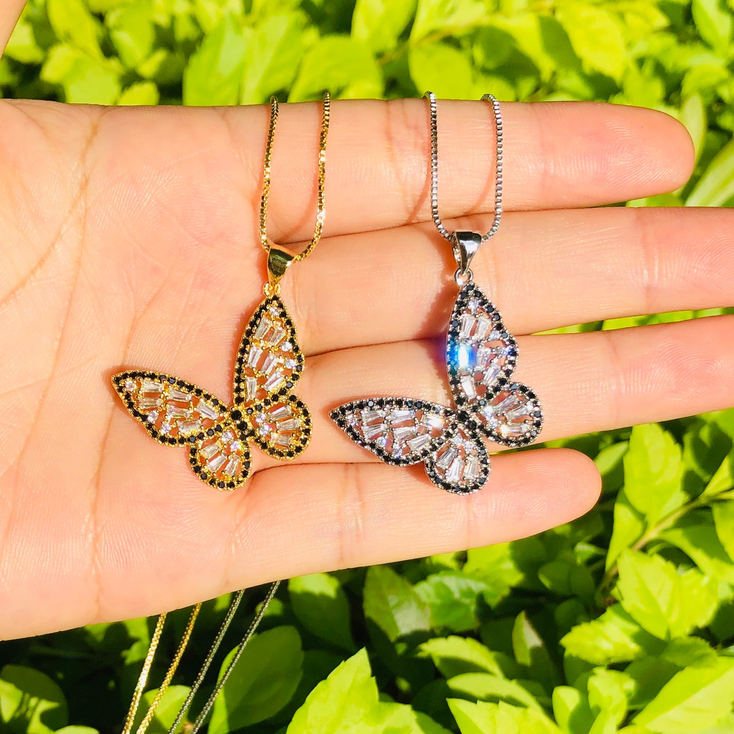 5pcs/lot 26.5*22.5mm Black & Clear CZ Paved Butterfly Necklace Necklaces Charms Beads Beyond