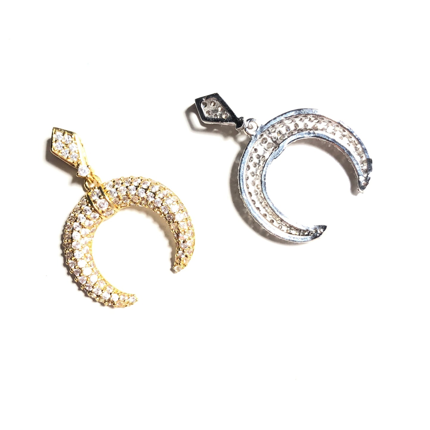 10pcs/lot 35*24.4mm CZ Paved Moon Charms CZ Paved Charms Sun Moon Stars Charms Beads Beyond