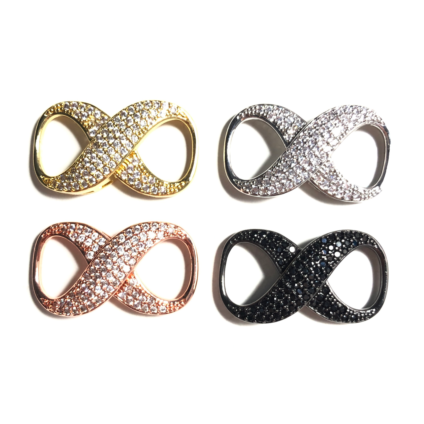 5pcs/lot 34*19mm CZ Paved Infinity Connectors Mix Color CZ Paved Connectors Infinity Charms Beads Beyond