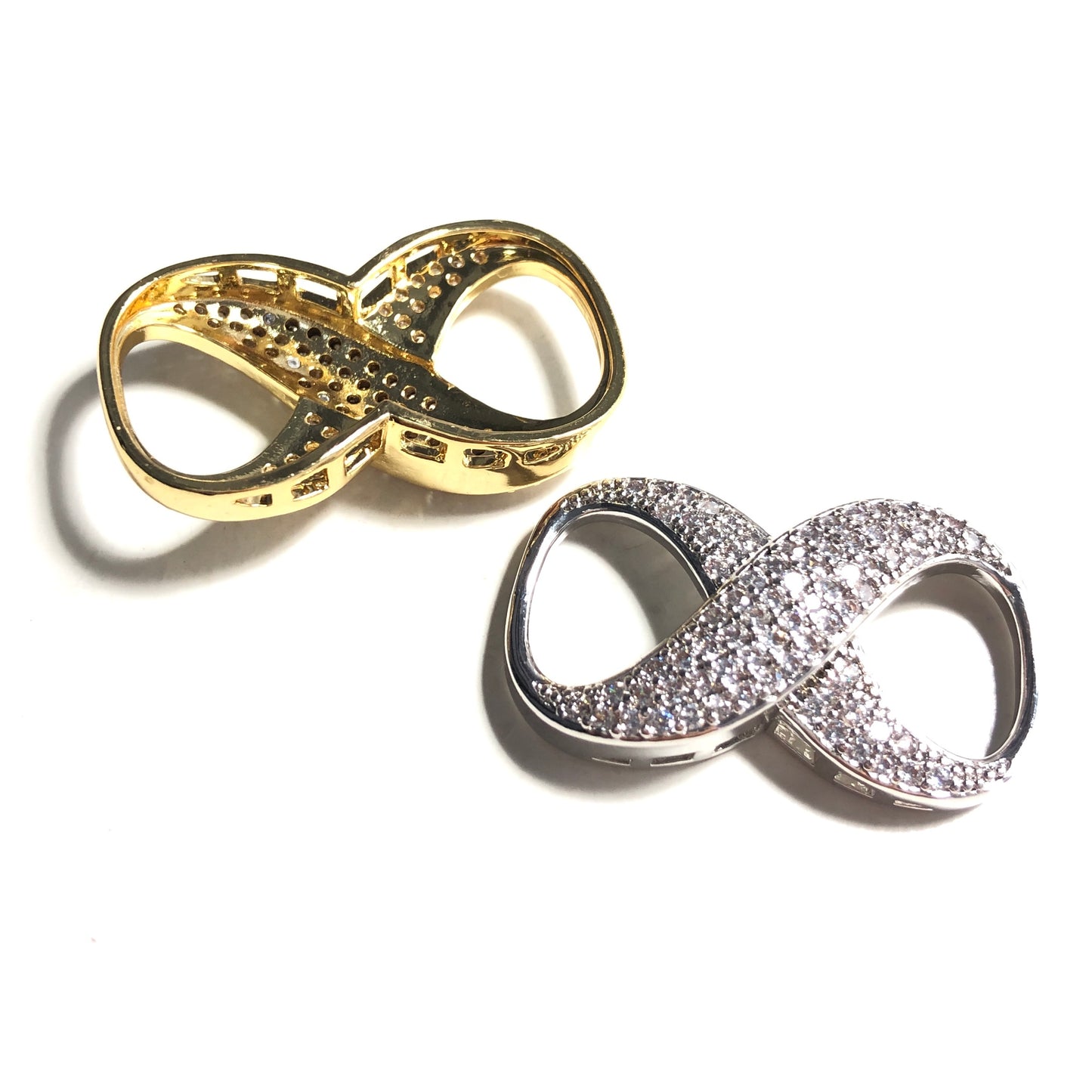 5pcs/lot 34*19mm CZ Paved Infinity Connectors CZ Paved Connectors Infinity Charms Beads Beyond