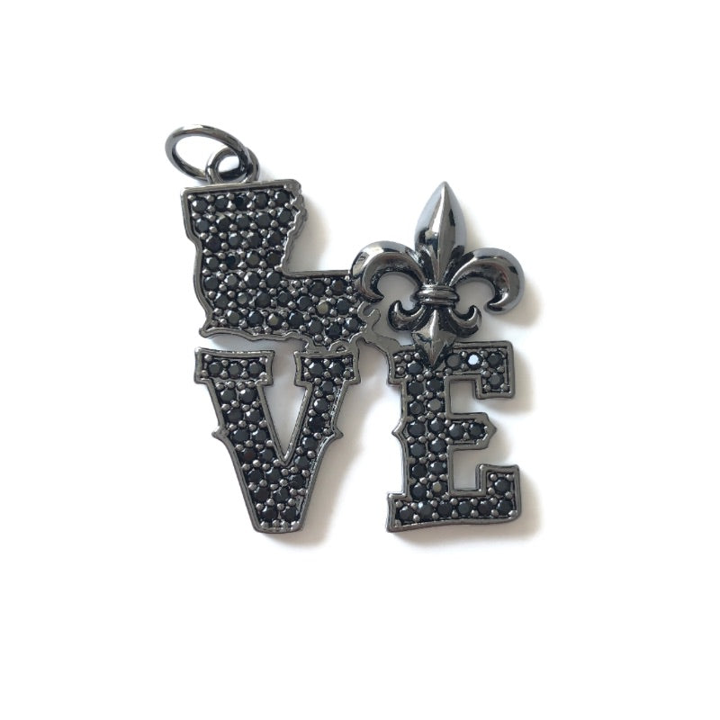 10pcs/lot CZ Pave Love Louisiana Fleur De Lis Word Charms CZ Paved Charms Louisiana Inspired Mardi Gras New Charms Arrivals Charms Beads Beyond