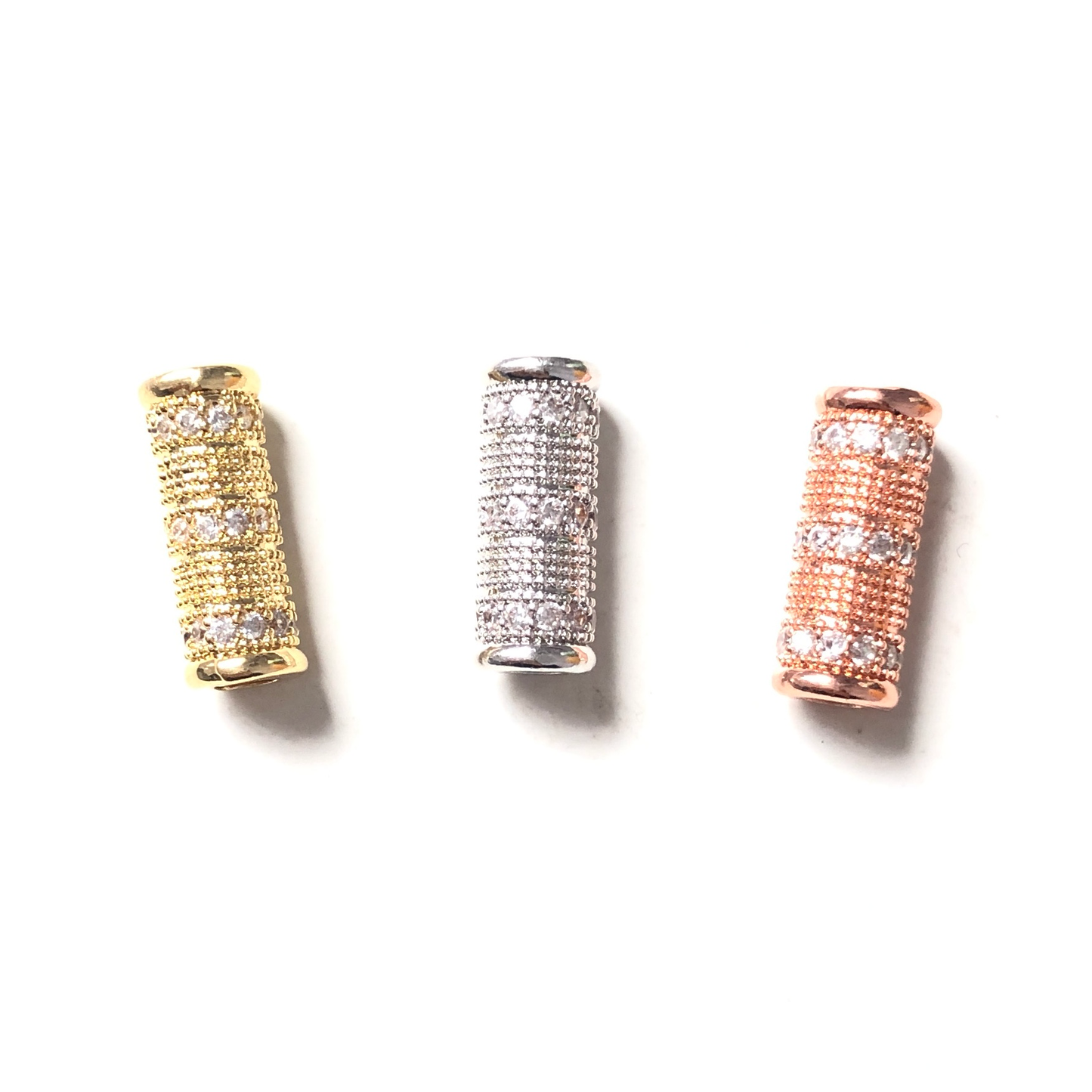10pcs/lot 16*6mm CZ Paved Straight Tube Spacers Mix Colors CZ Paved Spacers Tube Bar Centerpieces Charms Beads Beyond