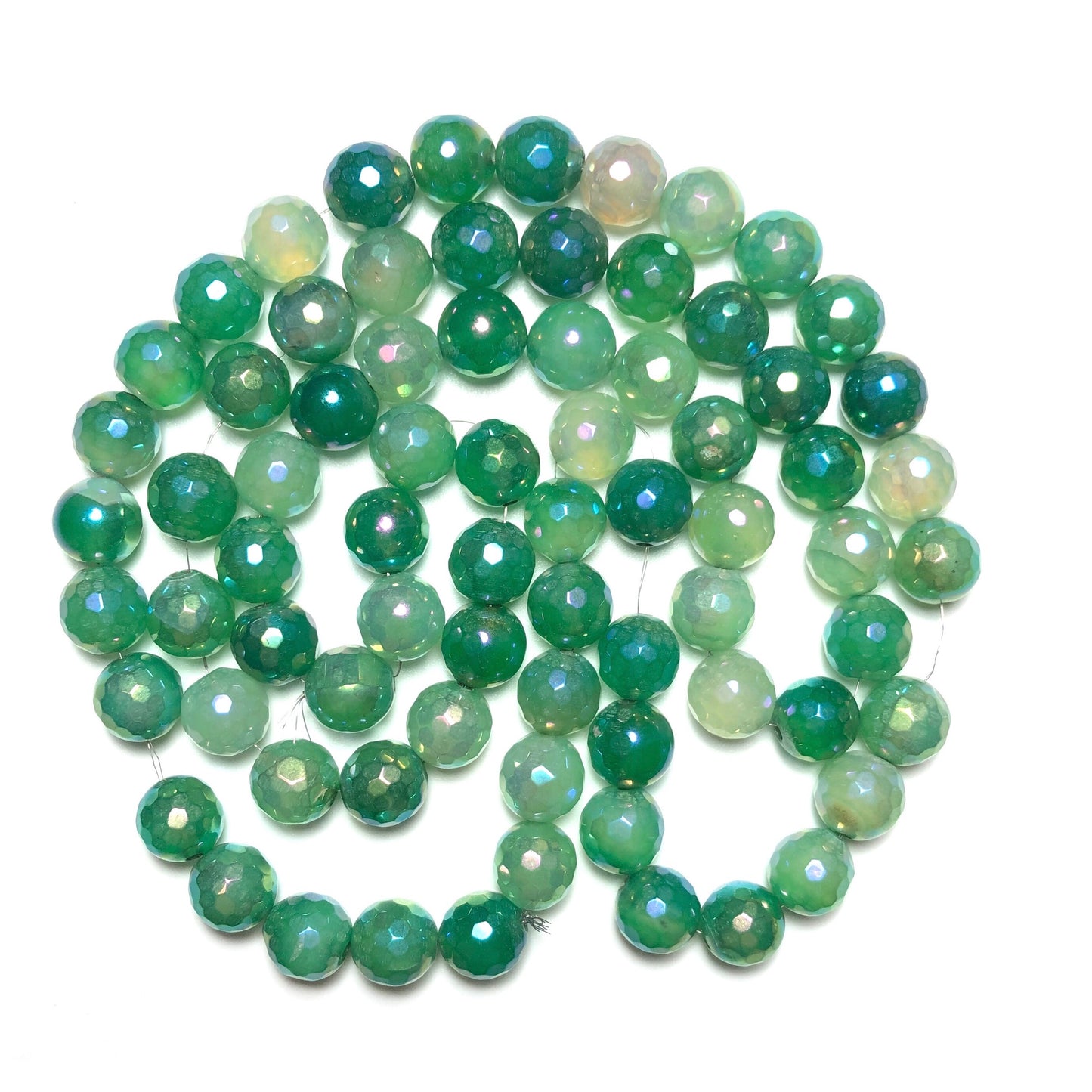 2 Strands/lot 10mm Electroplated Faceted Green Agate Stone Beads Electroplated Beads Electroplated Faceted Agate Beads New Beads Arrivals Charms Beads Beyond