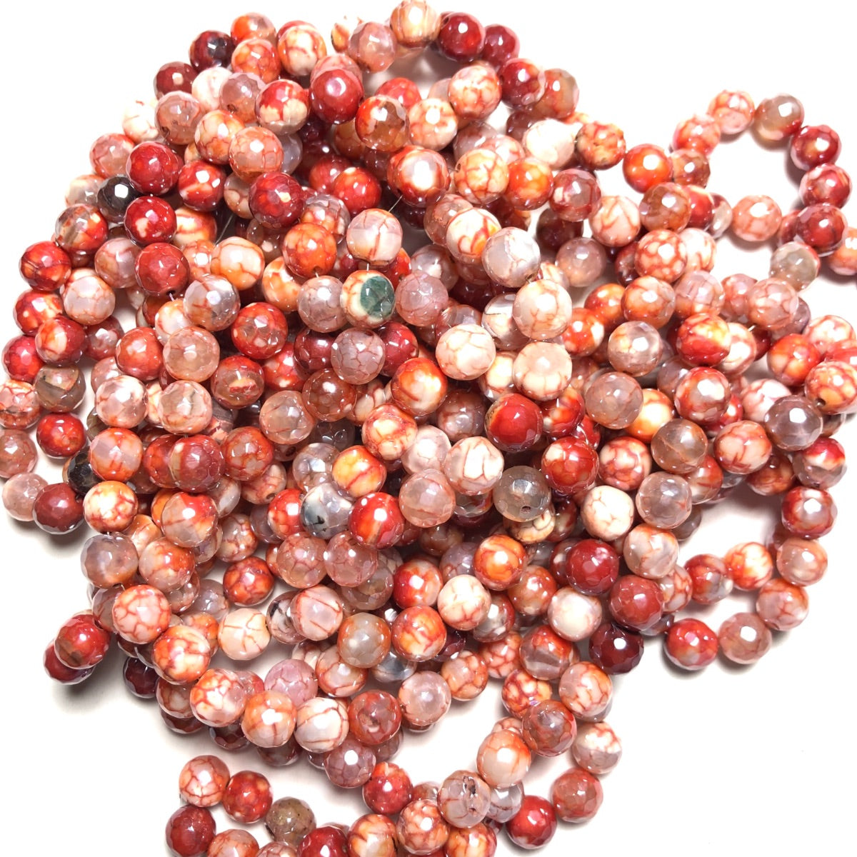 2 Strands/lot 8mm Electroplated Orange Fire Agate Faceted Stone Beads Electroplated Beads Electroplated Faceted Agate Beads New Beads Arrivals Charms Beads Beyond