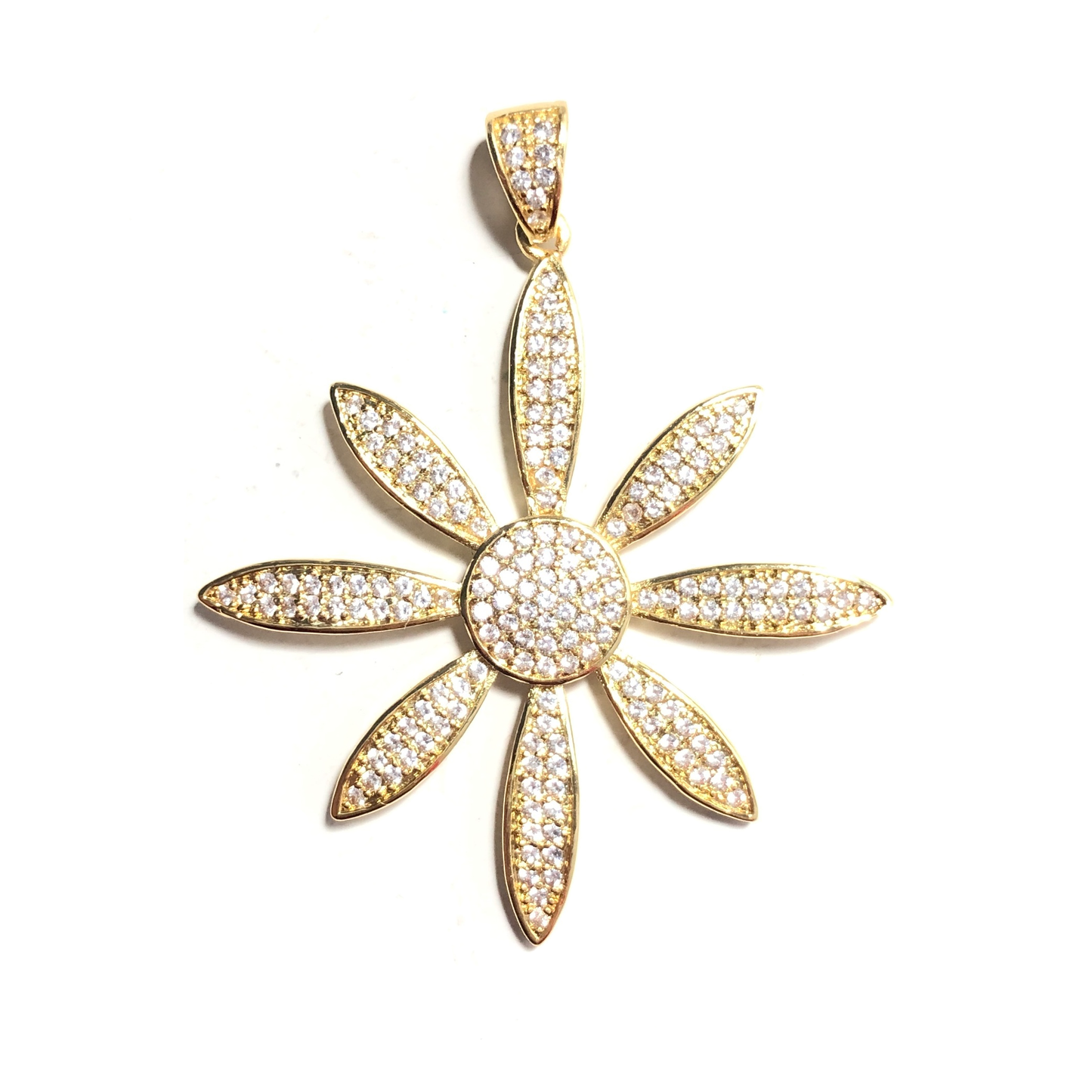 5-10pcs/lot 48*40mm CZ Paved Flower Charms Gold CZ Paved Charms Flowers Large Sizes Charms Beads Beyond
