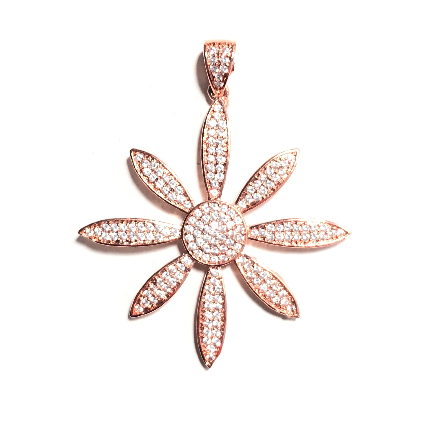 5-10pcs/lot 48*40mm CZ Paved Flower Charms Rose Gold CZ Paved Charms Flowers Large Sizes Charms Beads Beyond