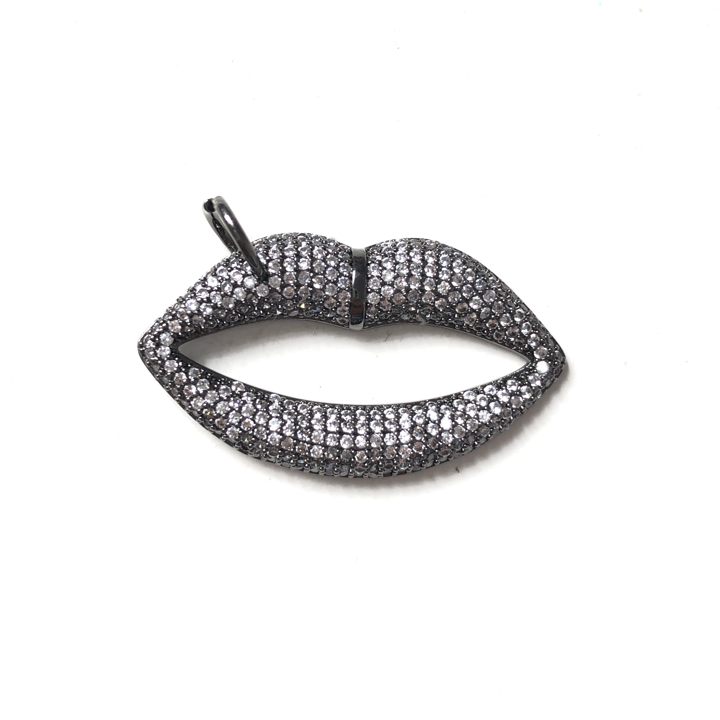 5-10pcs/lot 37*21mm CZ Paved Lip Charms Black CZ Paved Charms Fashion On Sale Charms Beads Beyond