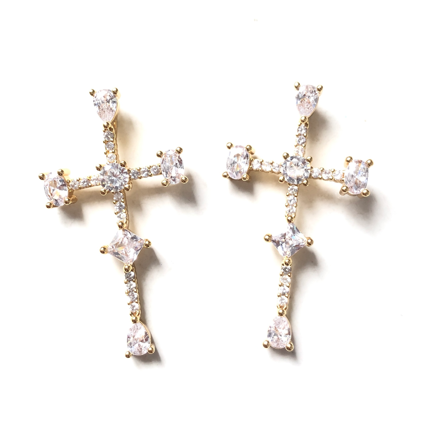 5-10pcs/lot 46*26mm CZ Paved Cross Charms CZ Paved Charms Crosses Charms Beads Beyond